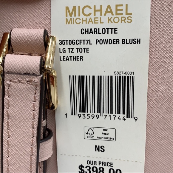 MICHAEL KORS CHARLOTTE LARGE TOP ZIP POWDER BLUSH - Picture 10 of 16